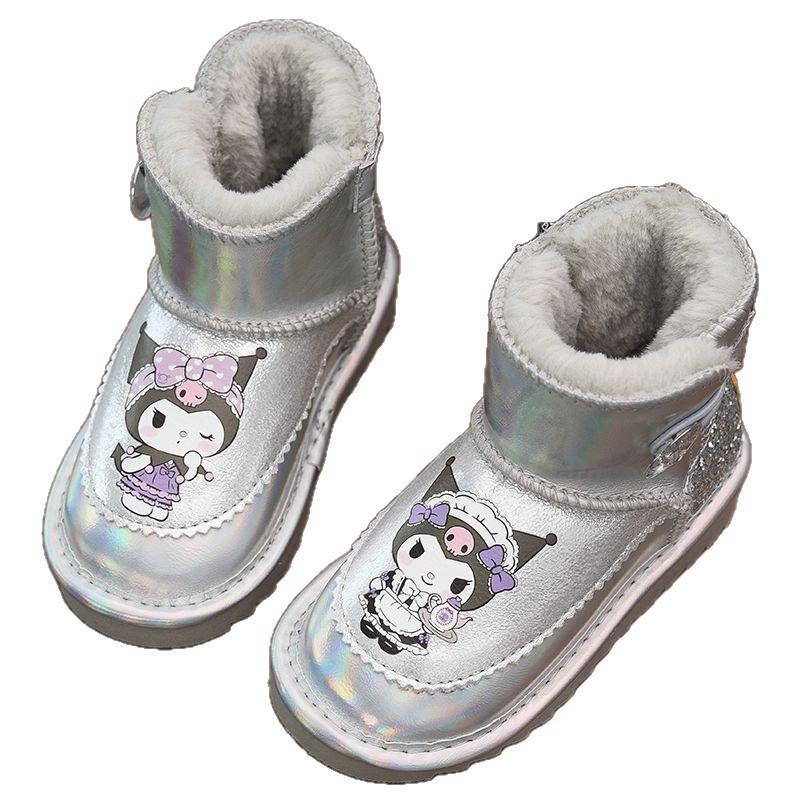 2025 Winter New Arrivals: Girls' Waterproof Snow Boots with Fleece Lining, Cartoon Design, Warm Cotton, for Little Girls