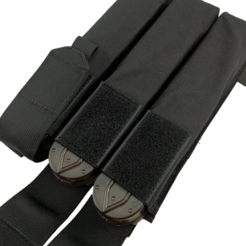 US TACTICAL Military-Grade P90 Triple Magazine Pouch, Black, Made with Authentic Fabric