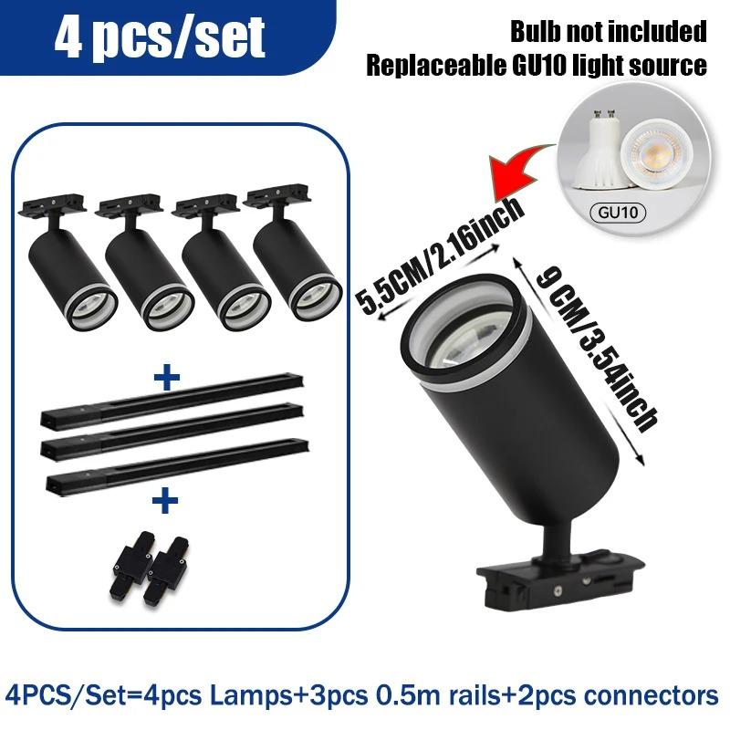 LED Track Light Clothing Store GU10 Focus Rail Spot DIY Bulb Design Fixture Shop Home Kitchen Track Lamp Source lane Spotlight