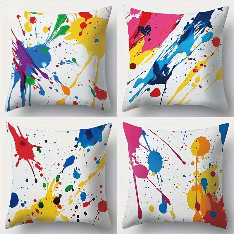 Artistic Splatter Painting Digital Printing Pillow Cover Short Plush Suitable Living Rooms Bedrooms Sofas Throw Cushion Cover