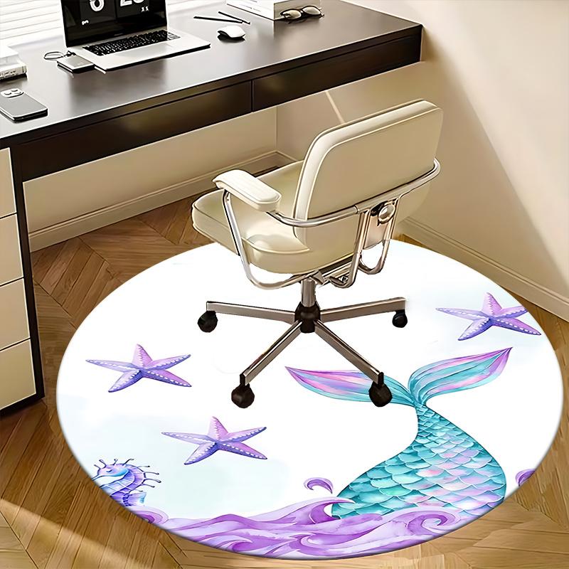 Mermaid Tail Chair Mat - Round Carpet for Home Decor, Office Use, Living Room