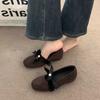 Flat-bottomed French ballet single shoes women's shoes 2025 new spring gray Mary Jane gentle evening shoes