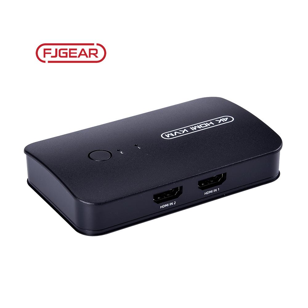 Fjgear Affordable Manual Black Usb 2.0 Full Speed Transmission Kvm Switch 2X1 4K Hdmi Kvm Switcher чёрный