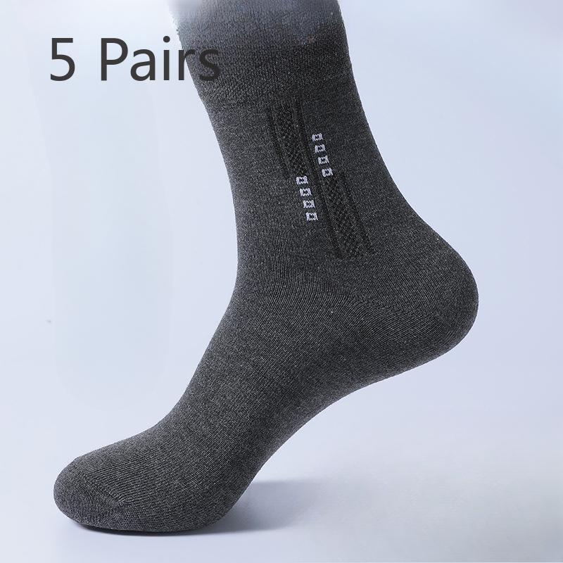 

5 Pairs of Male Spring and Autumn All Kinds of Simple Business Sweat Absorption Breathable Tube Socks 5 Pairs темно серый