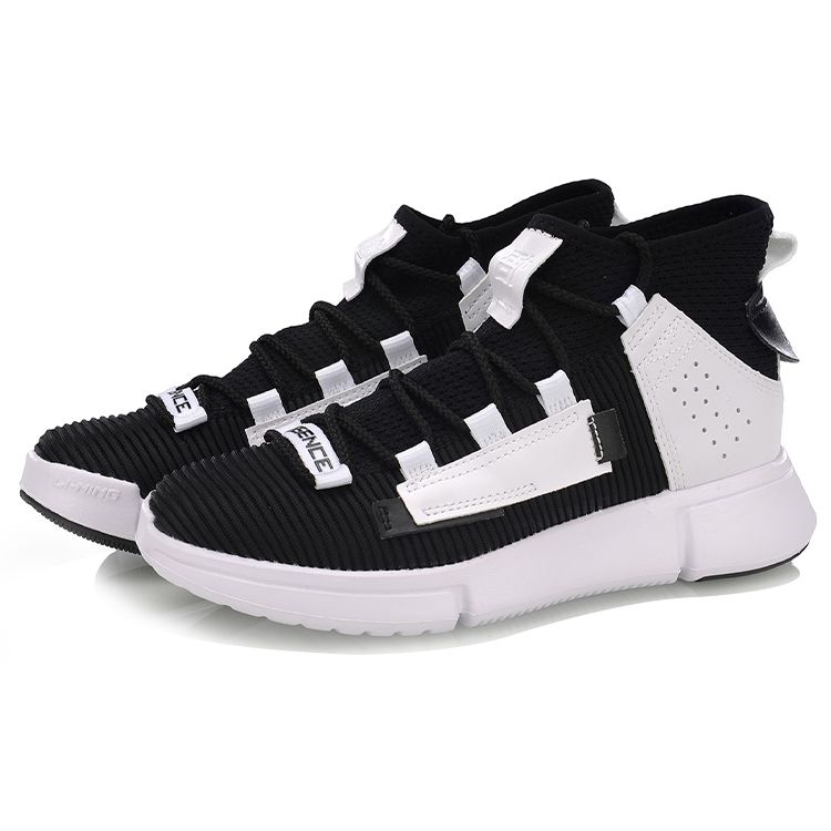 Li Ning Wudao 2 Synthetic Leather Fabric Integrated Weaving Shock Absorption Anti-Slip Wear-Resistant Support Mid-Top Retro Basketball Shoes AGBP042-3