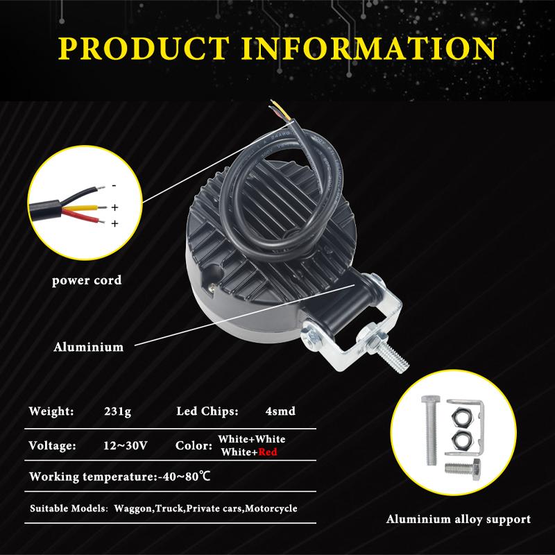 3INCH 20W Motorcycle LED Angel Eye Work Light Bar Spot Lamp Offroad Car Boat Truck SUV Pickup 12V 24V Driving Fog Lamp Headlight