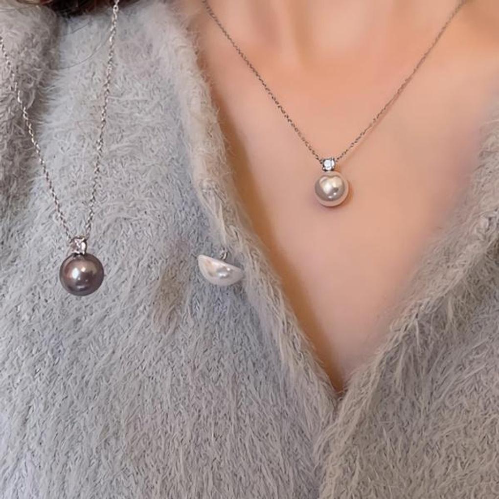 Women's Single Pearl Lina Chain Necklace 2 colors