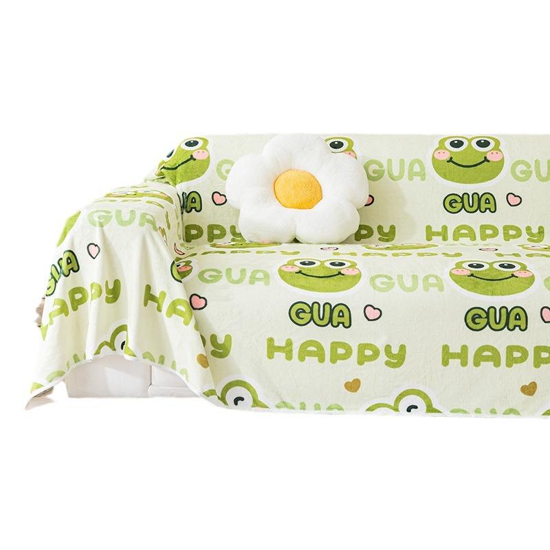 Kreativní kreslený zvířecí potah na pohovku All-inclusive univerzální potah do obývacího pokoje Plyšová deka na zdřímnutí Vlněná deka
