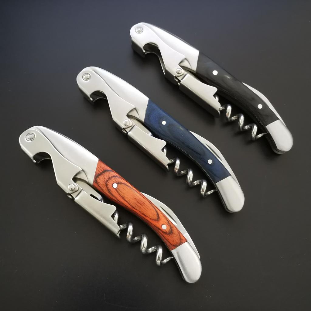 Stainless Steel Red Wine Beer Bottle Opener Cork Screw Wood Multi Function Seahorse Safe Cut Kitchen Bar Tools Wholesale