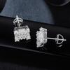 Pendientes de boda cuadrados de moissanita en plata 925 para novias. Pendientes de moissanita en plata de ley 925 para damas.
