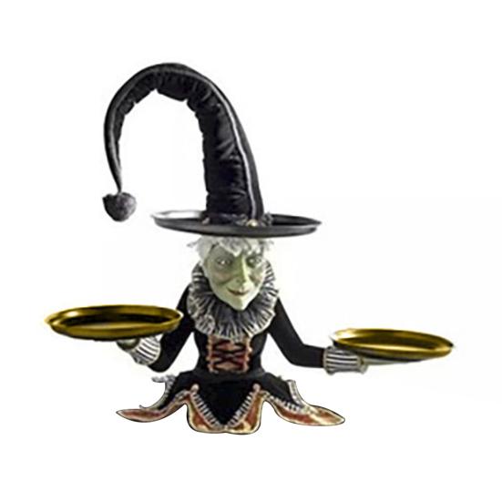 Halloween Witch Tray Multi-purpose Realistic Reusable Anti-fade Delicate Festival Prop Resin Crafts Halloween Desktop Harlequin Witch Server for Party