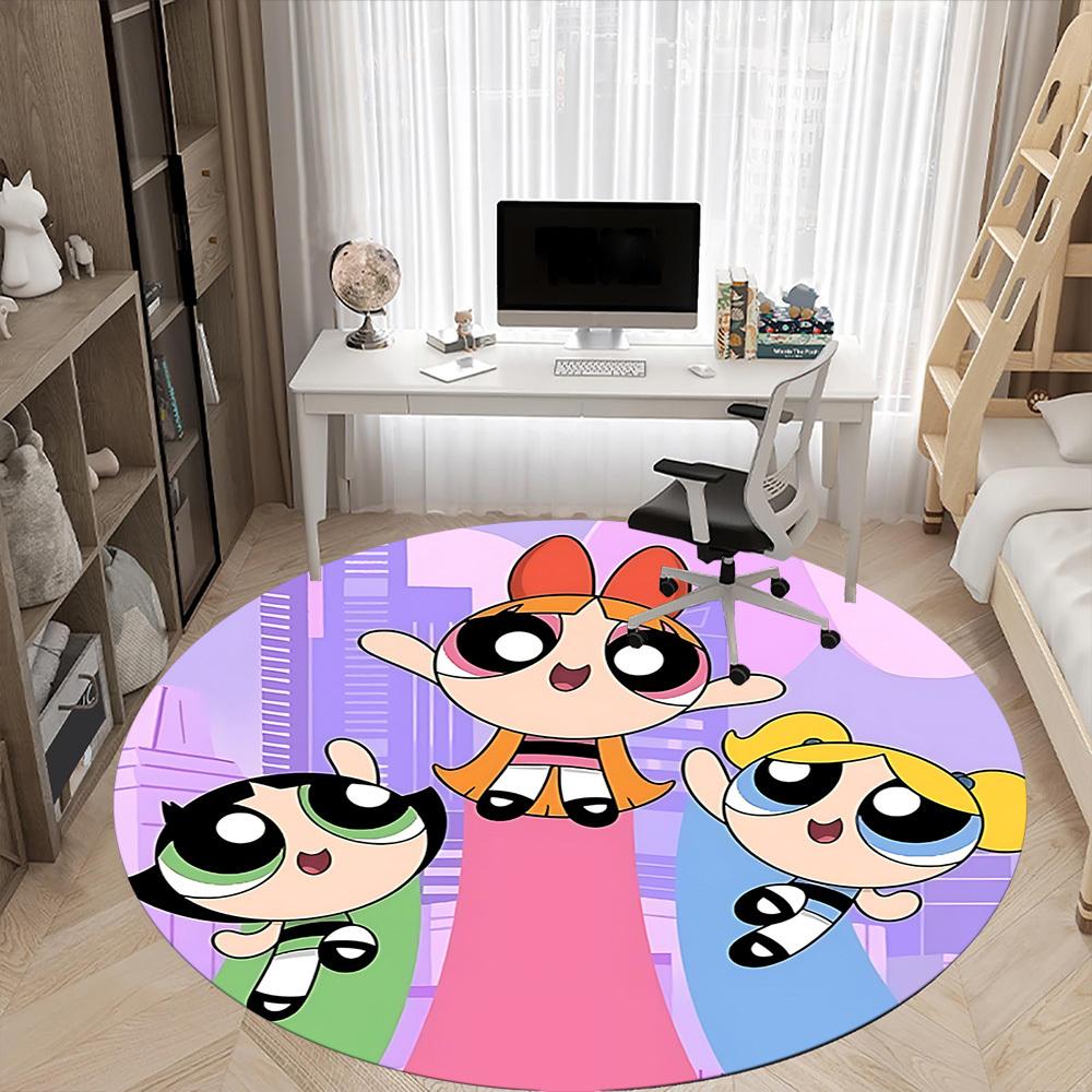 Powerpuff Girls Office Round Area Rug,  Under Office Chairs Bedroom Living Room Home Decor a0908186