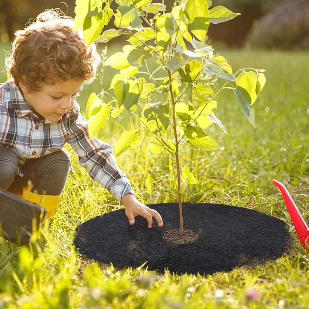 4 PCS Anti Grass Non-Woven Tree Mulch Black Weed Control Ground Cover New Protector Mat