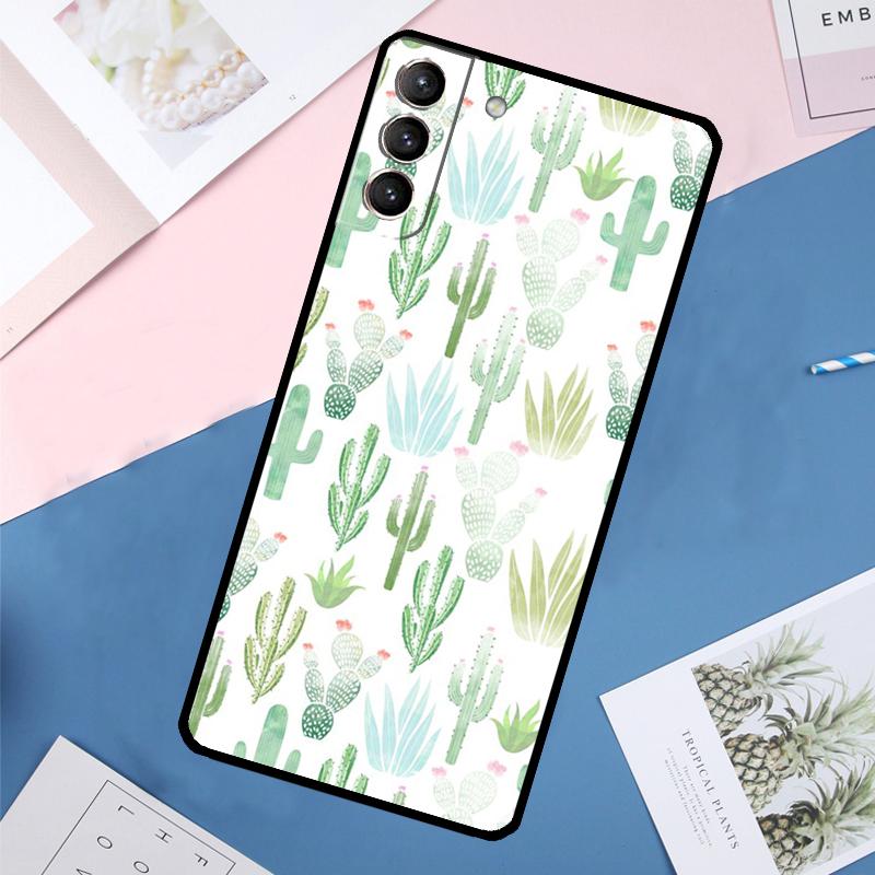 Cactus Pattern Case For Samsung Galaxy S25 Ultra S24 S23 S22 S21 Ultra S9 S10 Plus S23 FE S25 FE Back Cover
