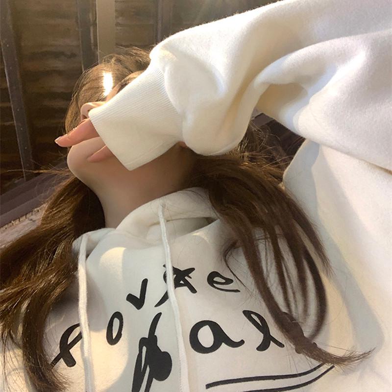 Sudadera con capucha coreana para mujer: Jersey holgado, que reduce la edad, de manga larga para otoño/invierno 2025 - Talla grande, estilo casual