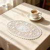 Washable Fabric Doilies for Vases White Lace Doily, Elegant Retro Placemat, Embroidered Table Small Round Placemats Jewelry Trays Mat, Rectangular