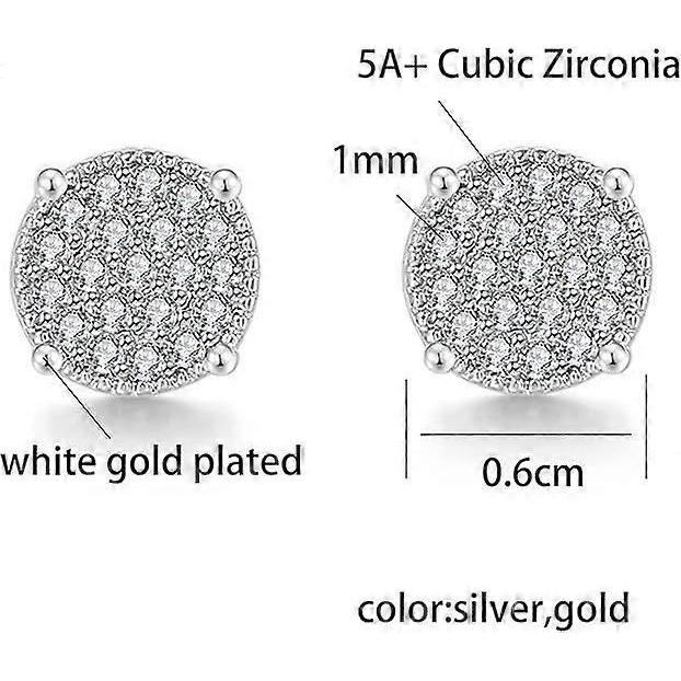 5A+ Full-Diamond Hip-Hop Zircon Stud Earrings for Men & Women, Hypoallergenic, Ideal for Everyday Wear – Perfect Christmas Gift