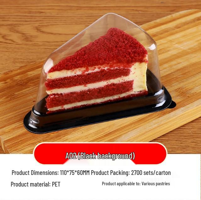 A03 Triangle Cake Box for 6-inch/8-inch Mousse, Mille-feuille, and Durian Pastries - Transparent Disposable Packaging
