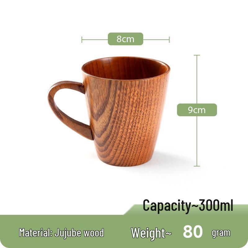 Taza de Cerveza y Taza de Café de Madera Japonesa con Asa - Resistente a Altas Temperaturas, Diseño Creativo