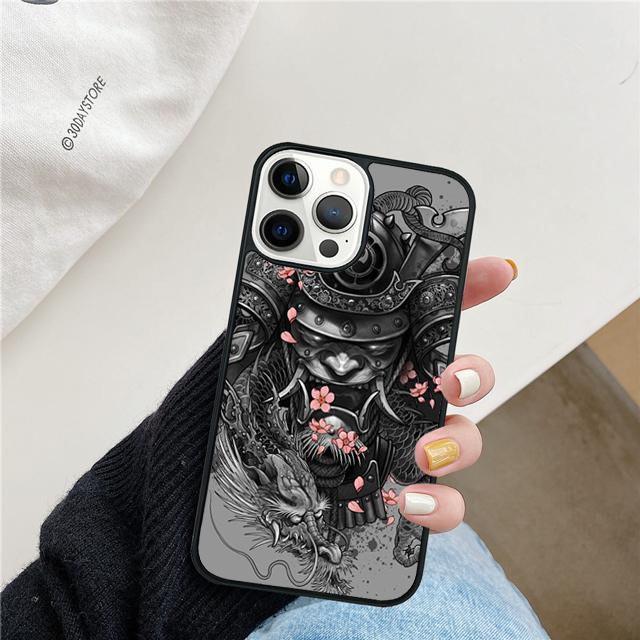 Japan Samurai Helmet Phone Case Cover For iPhone 17 Air 15 16 14 13 12 Pro Max 11 Pro Max Plus Coque Shell