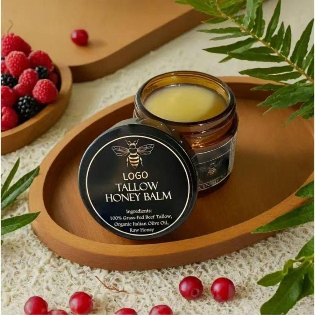 Crema Viso Naturale di Sebo da Miele di Mucche Alimentate ad Erba con Olio d'Oliva per una Pelle Radiosa