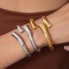 Polished Irregular Snake-Shaped Titanium Steel Bangle - European & American High-End Fashion Bracelet
