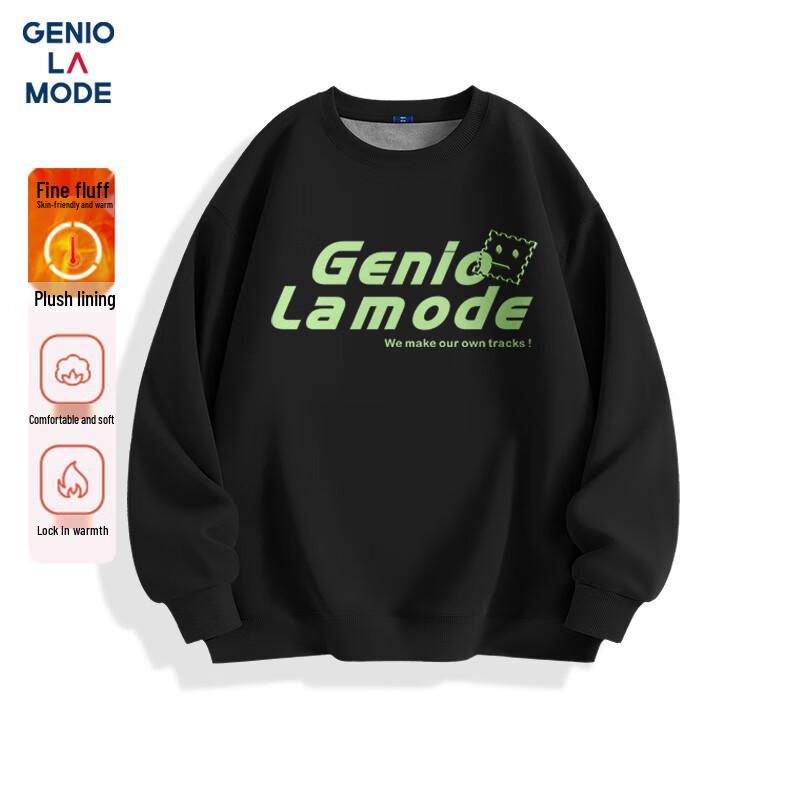 GENIOLAMODE Men's Fleece Lined Graphic Crewneck Sweatshirt