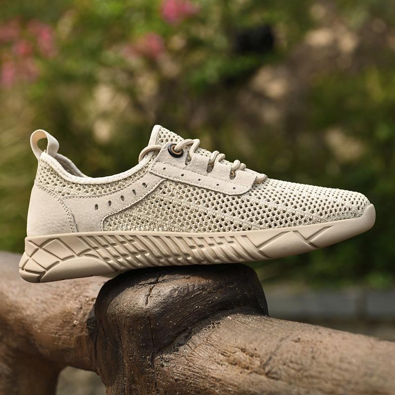 Men's shoes 2025 summer new breathable thin mesh shoes men's casual shoes lightweight soft sole hollow sports trendy shoes