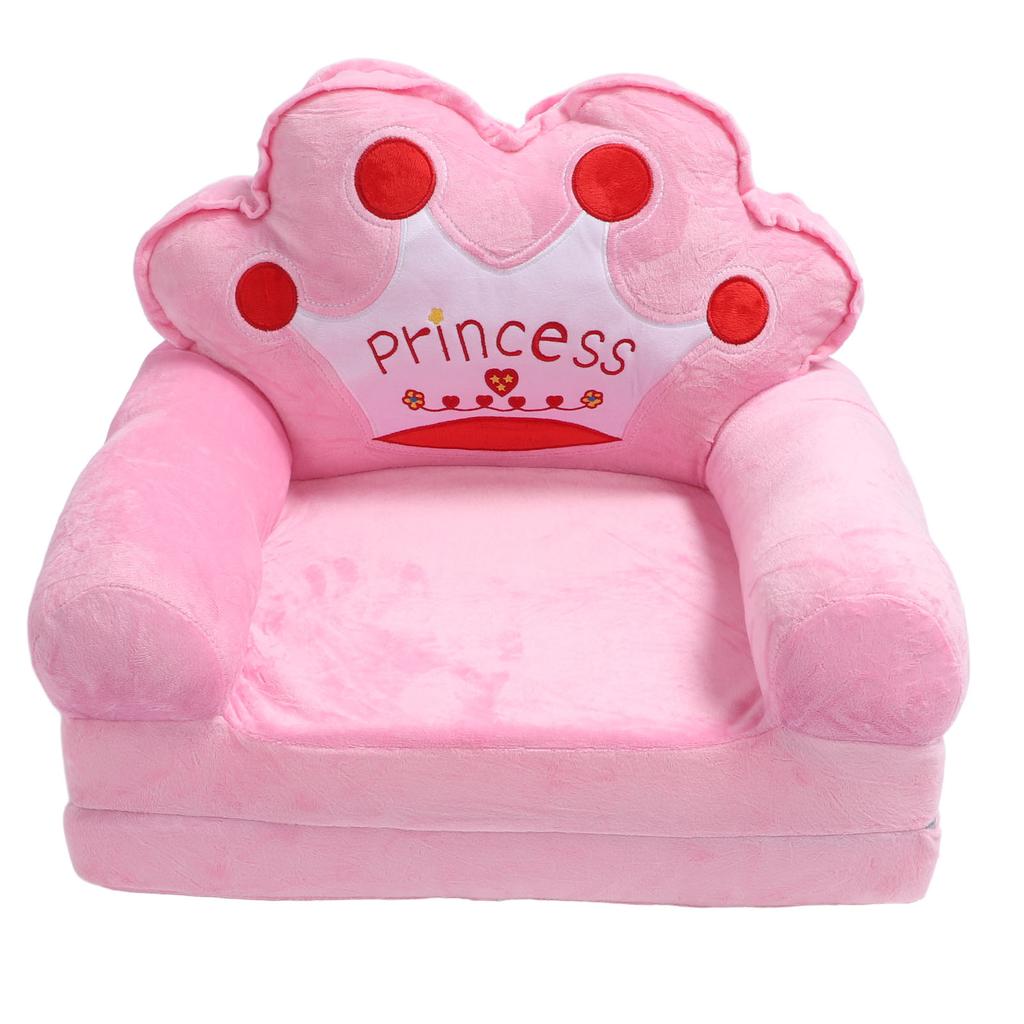 Kleinkindstuhl für Mädchen Kinder Niedliche Prinzessin Tiara Ausklappbare Couch Bett Bodenkissen Armlehne Sofa für