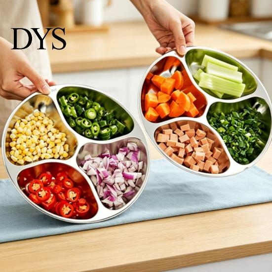 Reusable Metal Plate for Family Stainless Steel Divided Platter, 4-grid Dinner Tray, Portion Control And Diet Management Divider Kids Adults