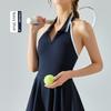With Chest Pad Fake Two-Piece Fashion Tape Tennis Dress Nude Feel Fabric Dance Badminton Sports Two-Piece Suit Women