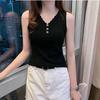 Summer Women's Bottoming Shirt V-neck Sleeveless Ice Silk Camisole Undershirt Sleeveless Knit Tops Vest Loose Elastic