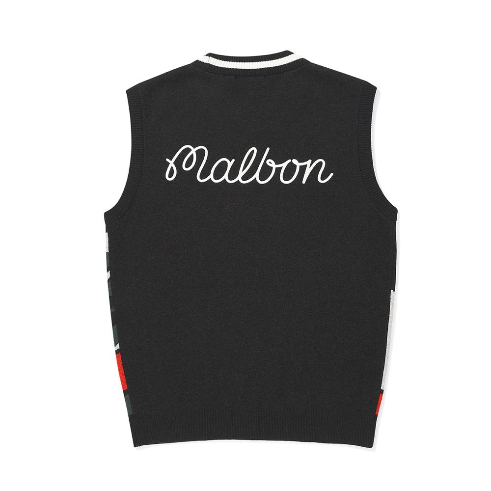 MALBON GOLF Season Artwork Jacquard Knit Vest Black (Man)