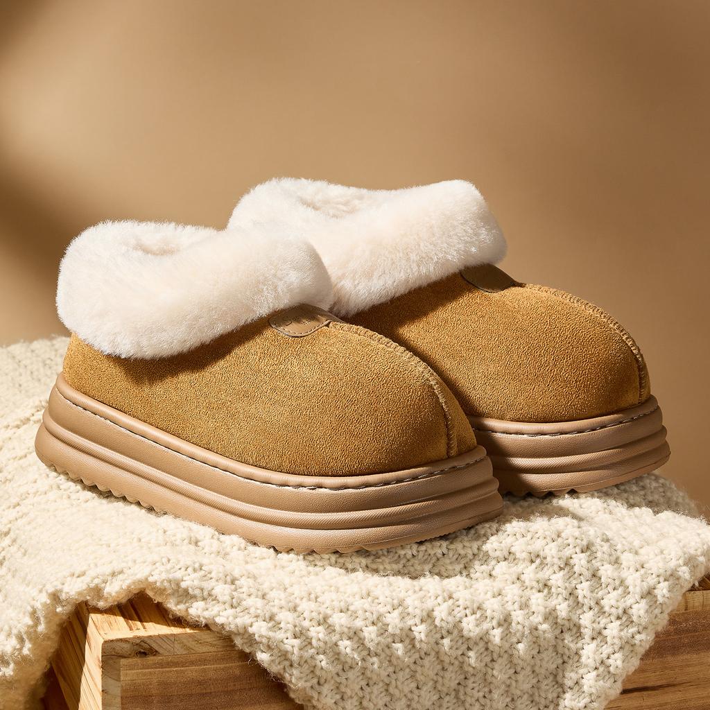 Winter Outer Wear Thick-soled Non-slip Piled Thickened Indoor Home Plush Warm and Heightened Cotton Shoes