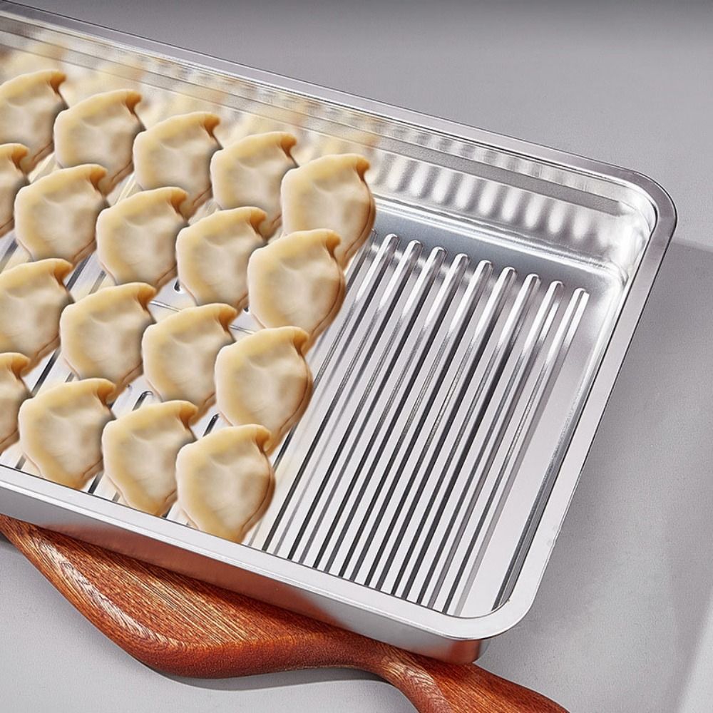 Stainless Steel Fresh-keeping Box with Plastic Lid Dumplings Box Food Storage Tray  Refrigerator