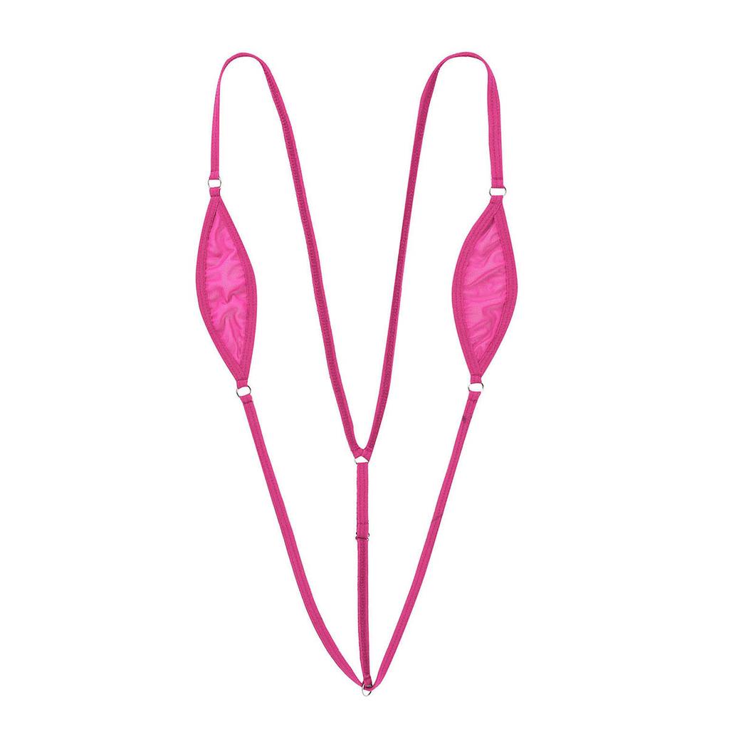 Women One Piece Sheer Lingerie Spaghetti Straps Y Back Mini Micro Thong Bikini for Nightwear Swimwear