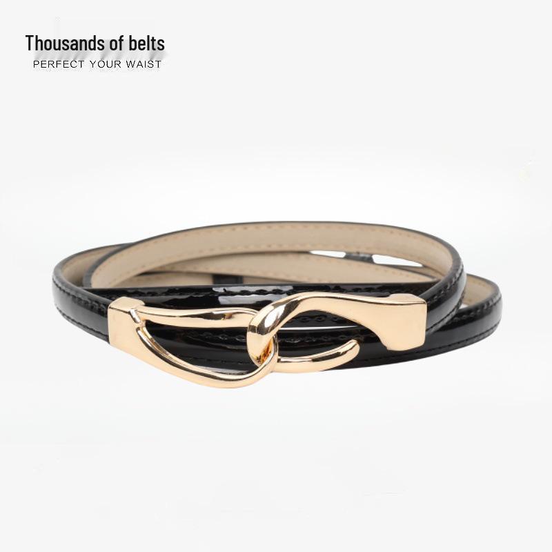 Korean Style Patent Leather Women's Accessory: Fashionable Thin Hook Waist Belt for Skirts