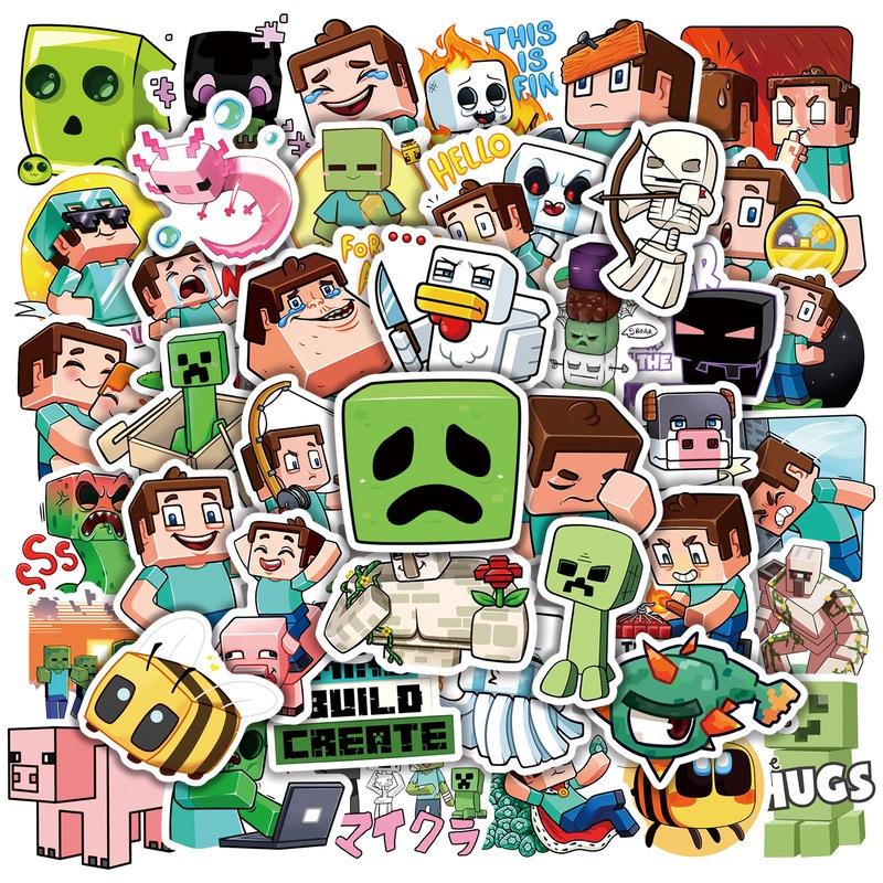Stickers 50pcs Minecraft Waterproof Adhesive Reusable Refrigerator Case Decor