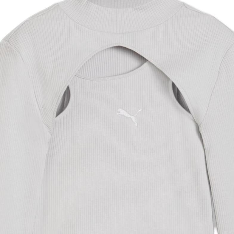 Puma Dare Tomotion Midnight Solid Hollow Slim Long Sleeve T-Shirt Women Tops Gray 630921-09