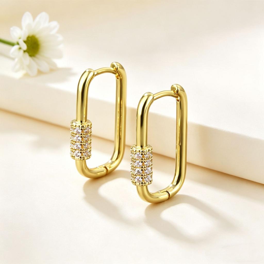 Light Luxury Geometric U Shaped Oval Hoop Earrings For Women Retention Personalized Versatile Jewelry