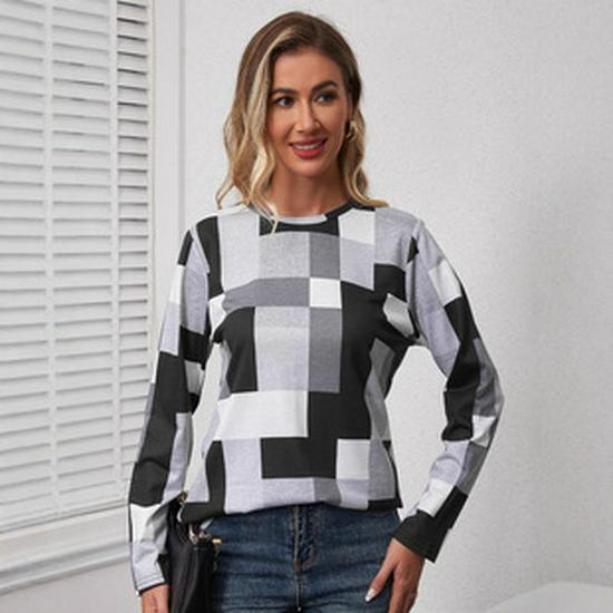 New Women's Mesh Print Slim Fit Long-Sleeve T-Shirt: European & American Spring/Autumn Fashion Trend