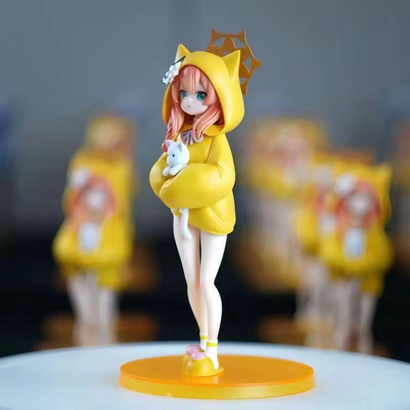Blue Archive Iroha Marie Figure Cat Ear Hoodie Anime Girl Pvc Model Desktop Decoration Collectible Cute Toy Fans Gift 19Cm
