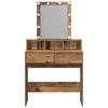Makeup Table with Shelf Rustic Wood Look 80 x 41 x 144.5 cm Engineered Wood