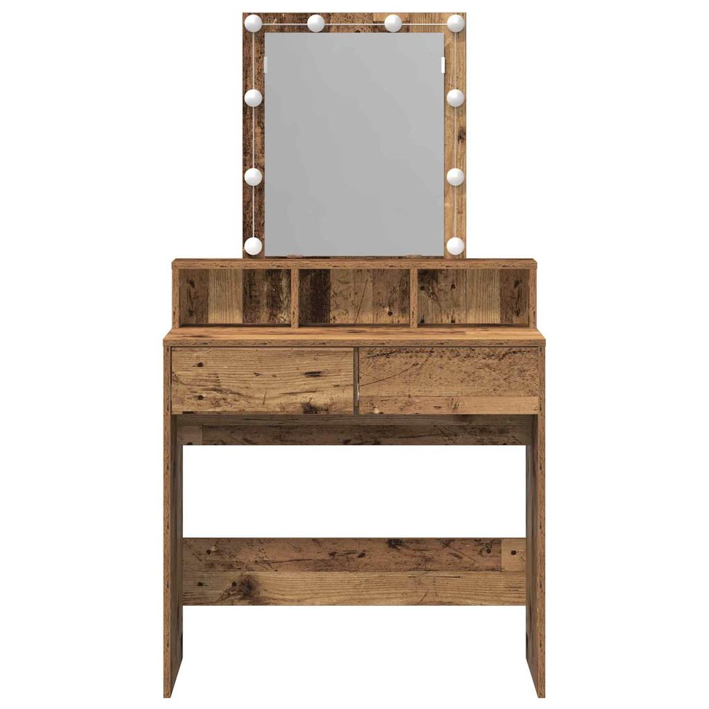 Makeup Table with Shelf Rustic Wood Look 80 x 41 x 144.5 cm Engineered Wood