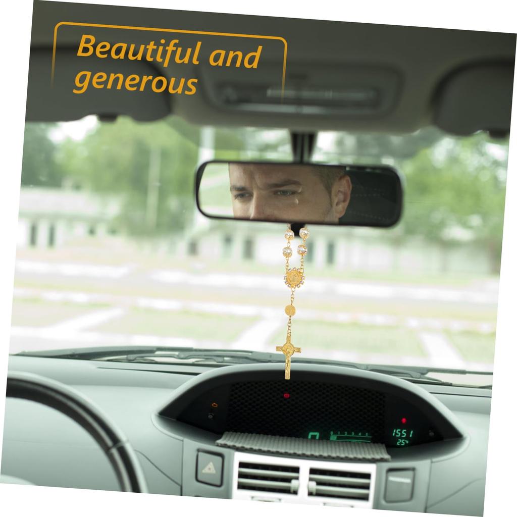 Baluue Blue Pearl Decorative Car Mirror Decorative Flower Pendant