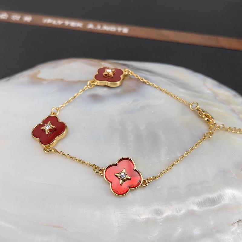 Four-leaf clover bracelet agate malachite women's bracelet fashion commuter versatile jewelry