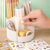 Desktop Stationery Organizer 5 Slots Stationery Storage Box 360 Degree Rotating Cute Pencil Cup Pot for Home Office School Box