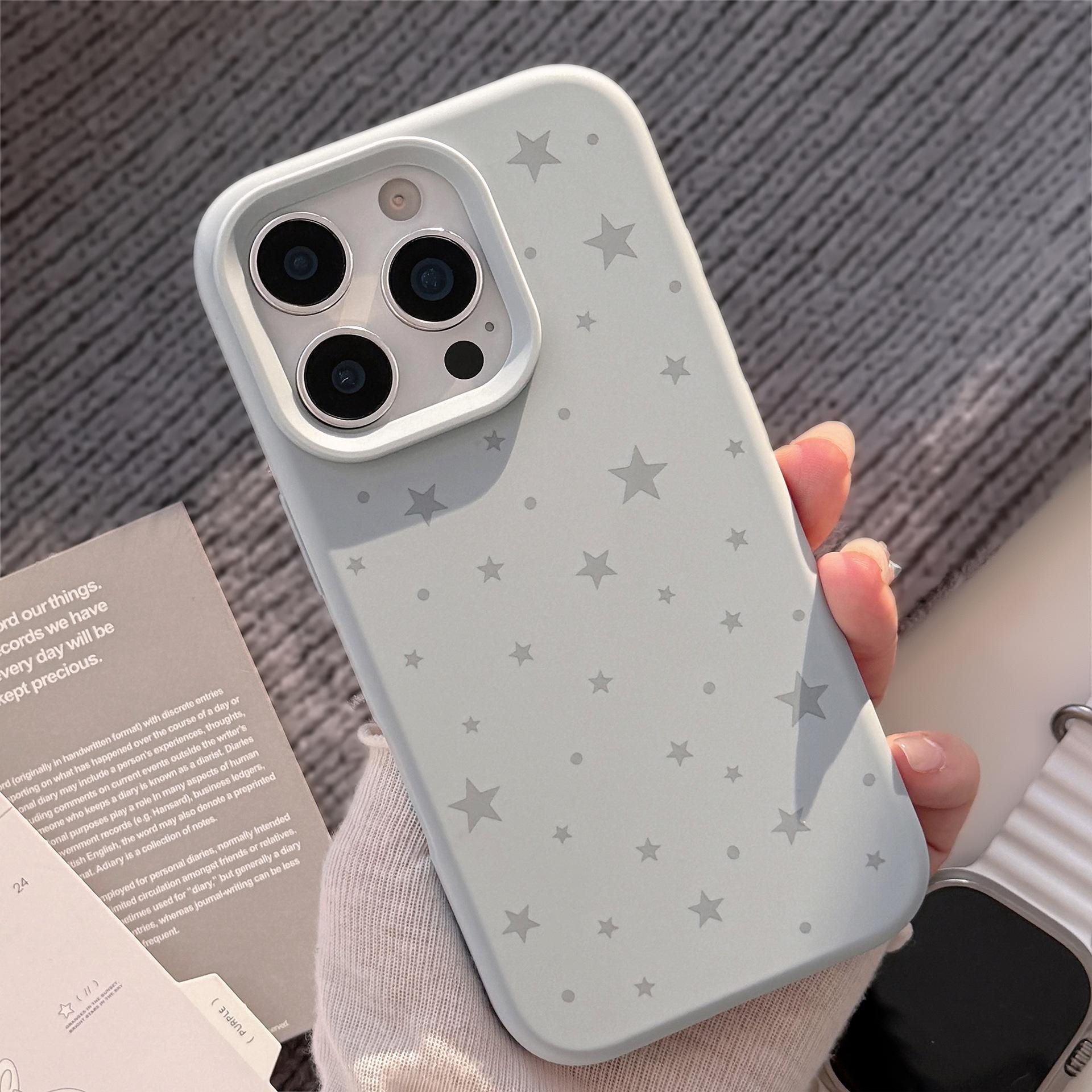 

Simple Ins Gray Stars Iphone17pro Max Mobile Phone Case Apple 1514 Korean 13 Suitable for 12 12pro max(6.7)