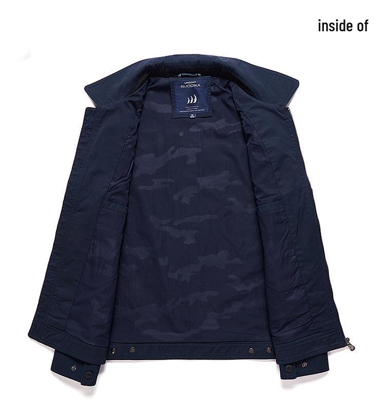 Herren Business Casual Übergröße Frühling-Herbst Jacke - Leichtgewichtiger Umlegekragen für Väter mittleren Alters und ältere