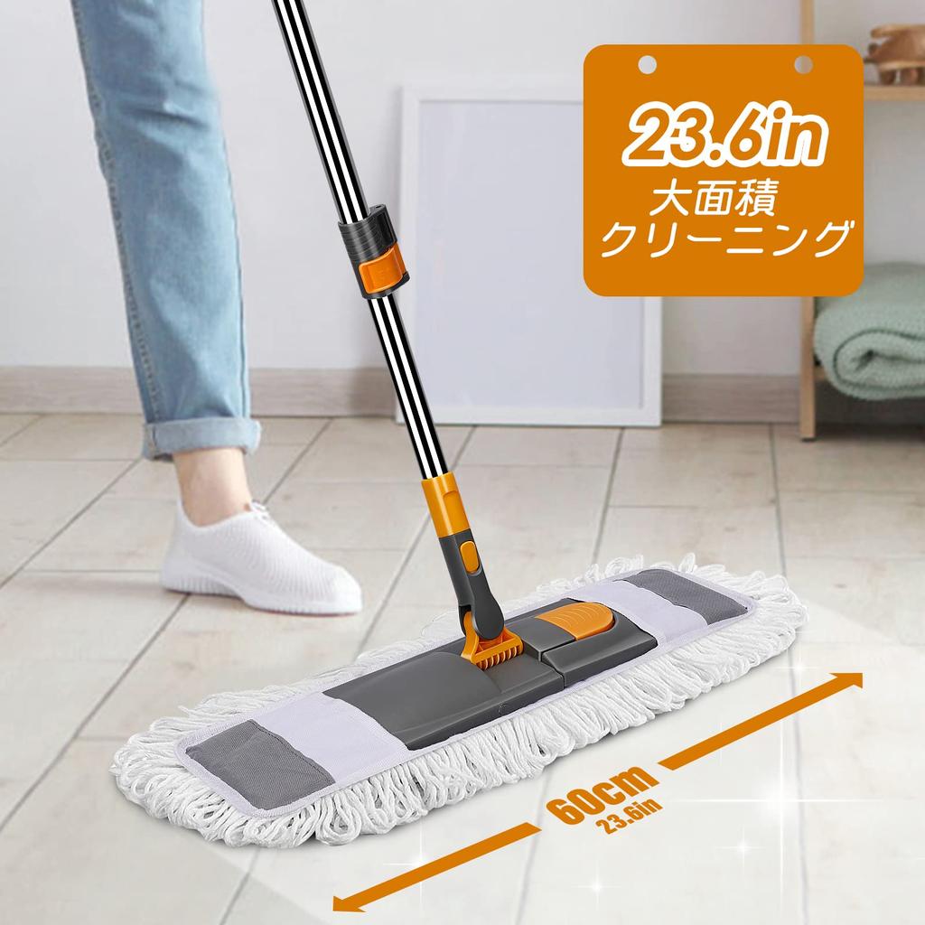 ZNM Gulvmopp Leveres med 2 erstatningsmikrofiber for våt og tørr Justerbar 360 graders mikrofibermopp for rengjøring av hjem og kjøkken Mopp, Vinduvisker,